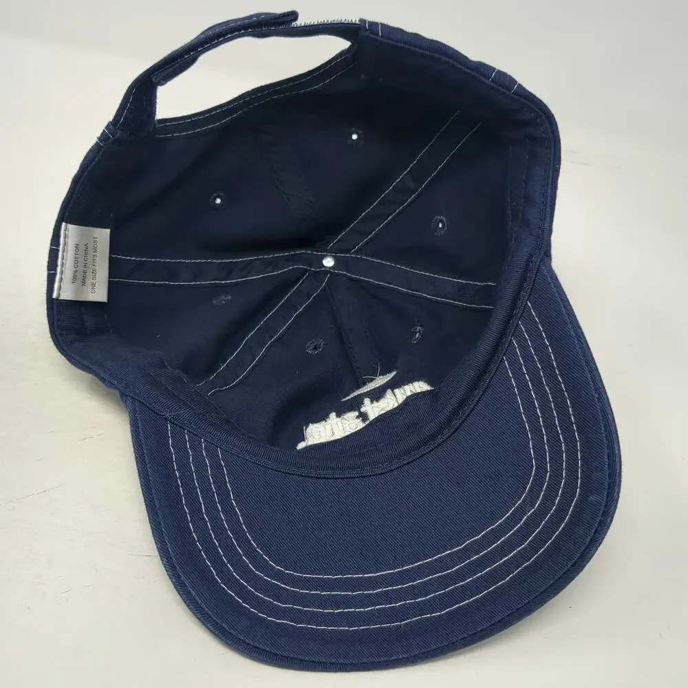 Allstate Logo Baseball Cap Blue One Size White Contrast Stitching Strapback Hat